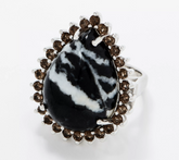 Generation Gems Sterling Silver Pear Shape Opaque Gemstone Ring, Size 5